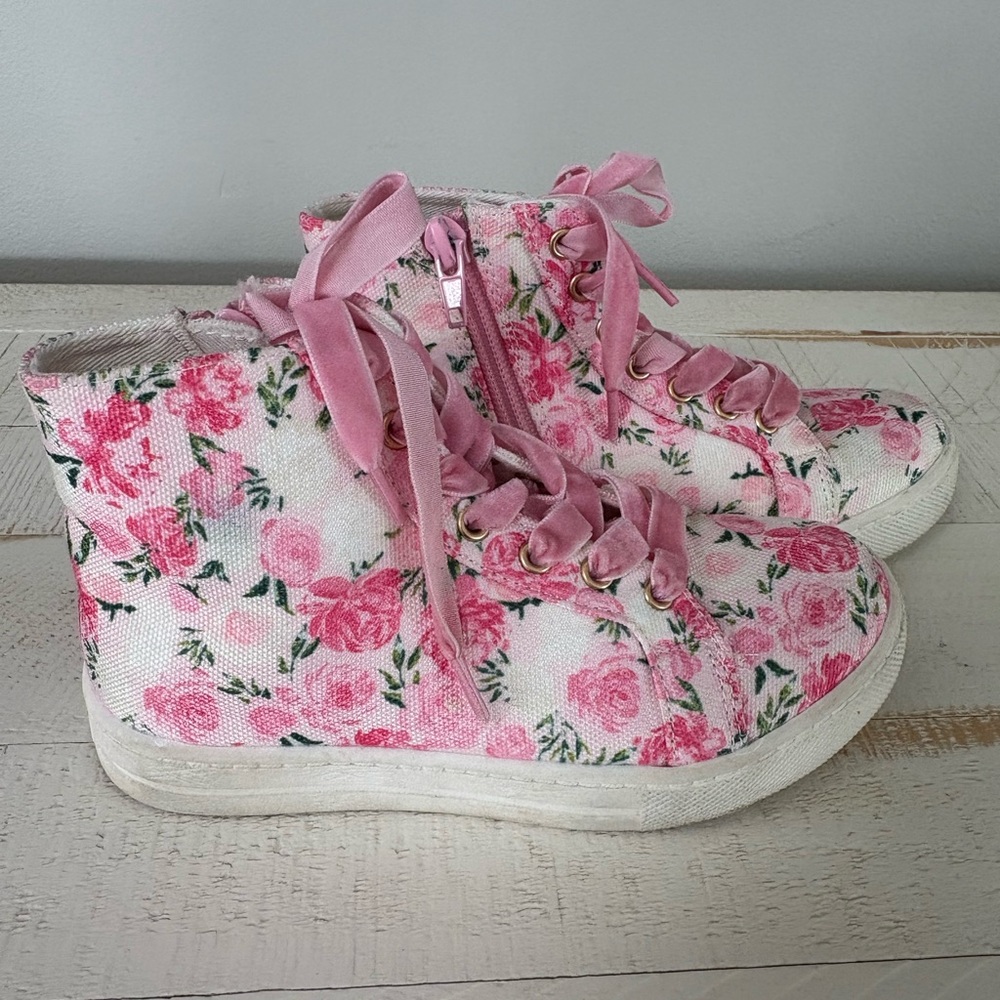 SweetHoney Pink Floral Kids Sneakers